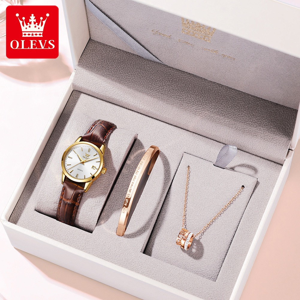 Leather Watch Strap - OLEVS Watch 6898 Women Watches Original