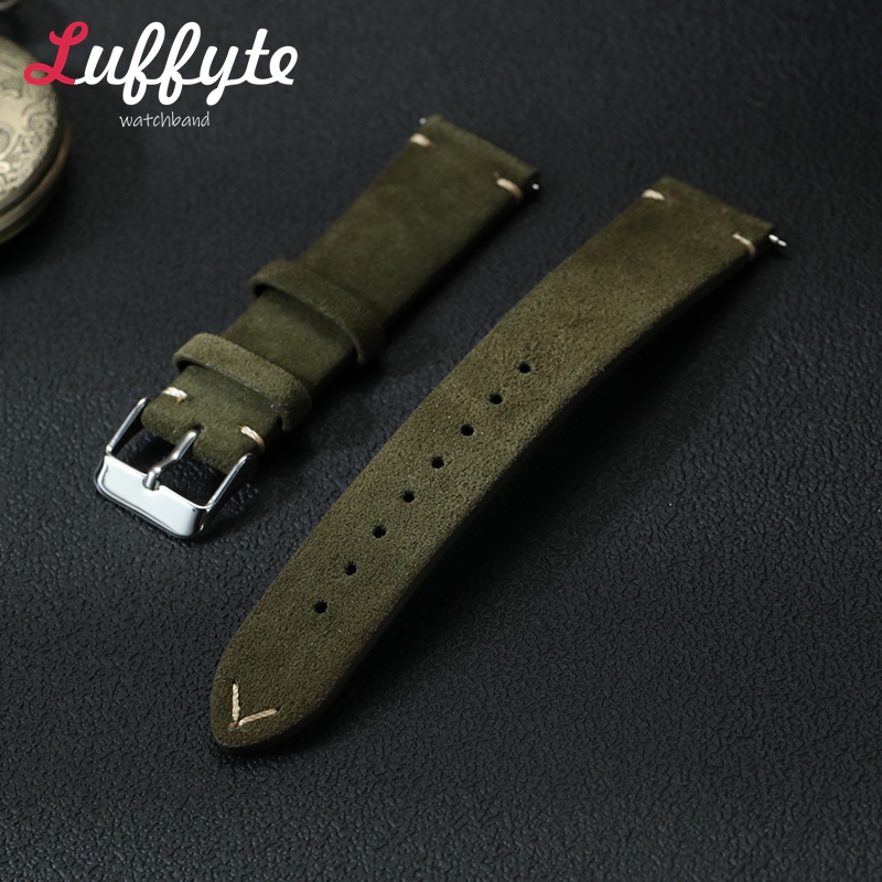 Leather Watch Strap - Vintage Suede Leather Watch Band 18mm