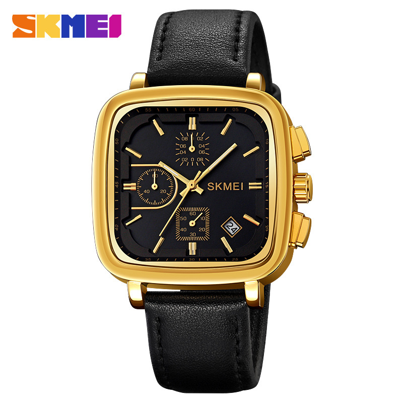 Leather Watch Strap - Square Men's Watch Quartz Waterproof Leather