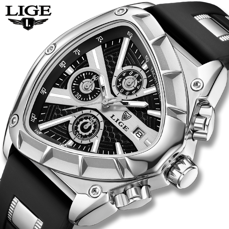 Smartwatch Army Watches For Men - LIGE Fashion Men Watch Triangle Chronograph