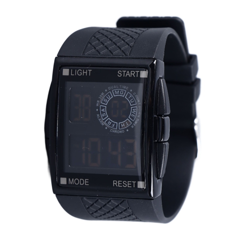 Leather Watch Strap - Digital Sport Watch Waterproof Stopwatch PU