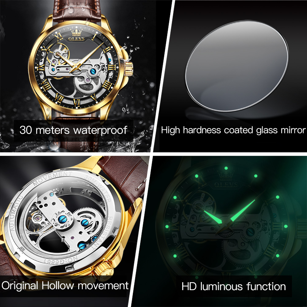 OLEVS Couple Watches Original  - đánh giá và giá Skeleton Mechanical Watch