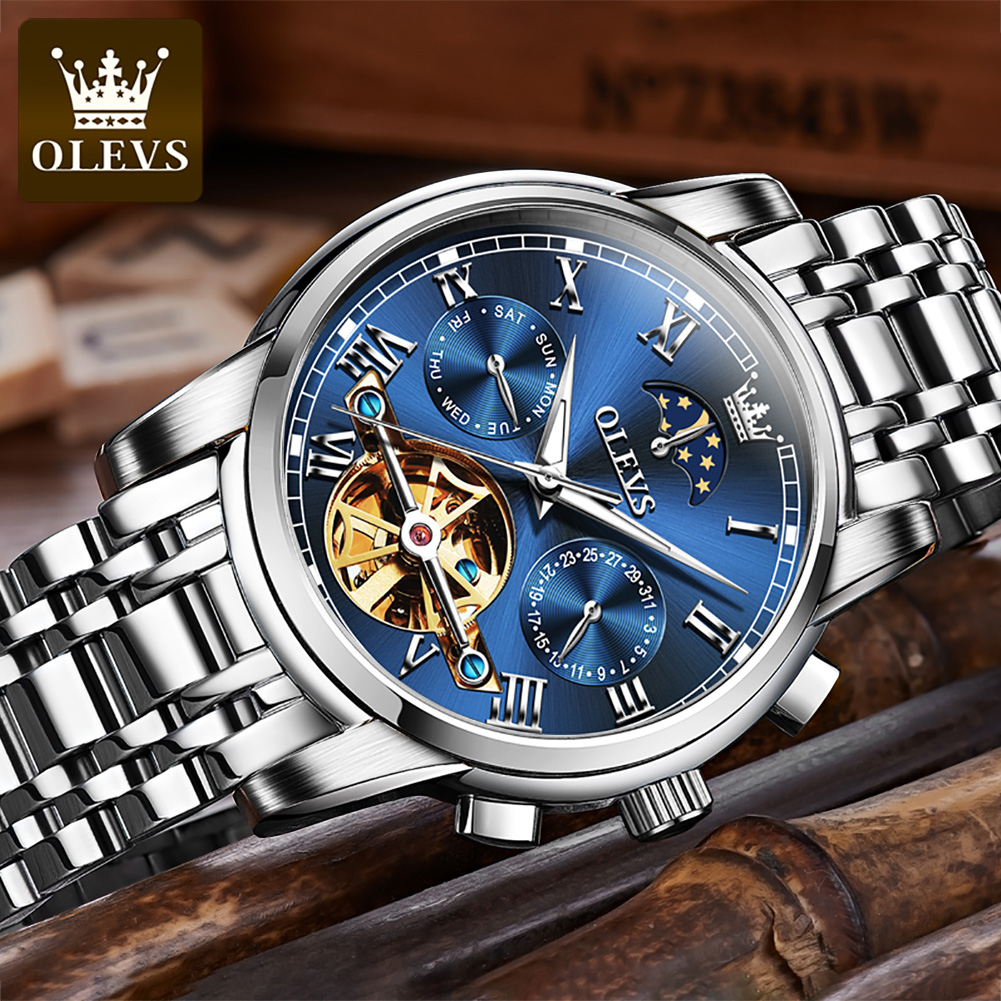 OLEVS 6617 Men's Classic Mecha - đánh giá và giá Leather Watch Strap