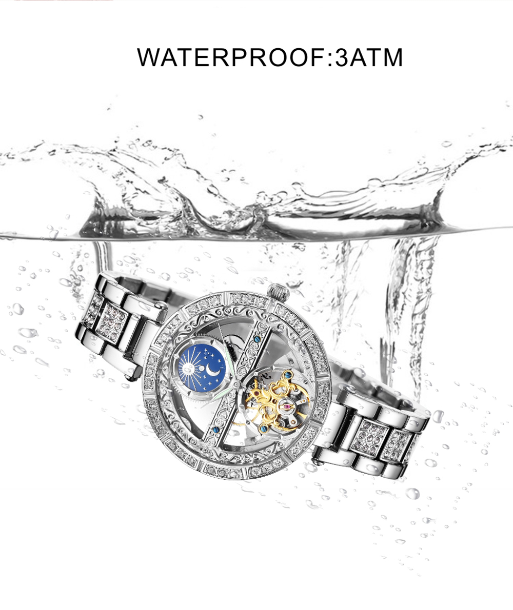 Luxury Women's Waterproof Skel - đánh giá và giá Skeleton Mechanical Watch