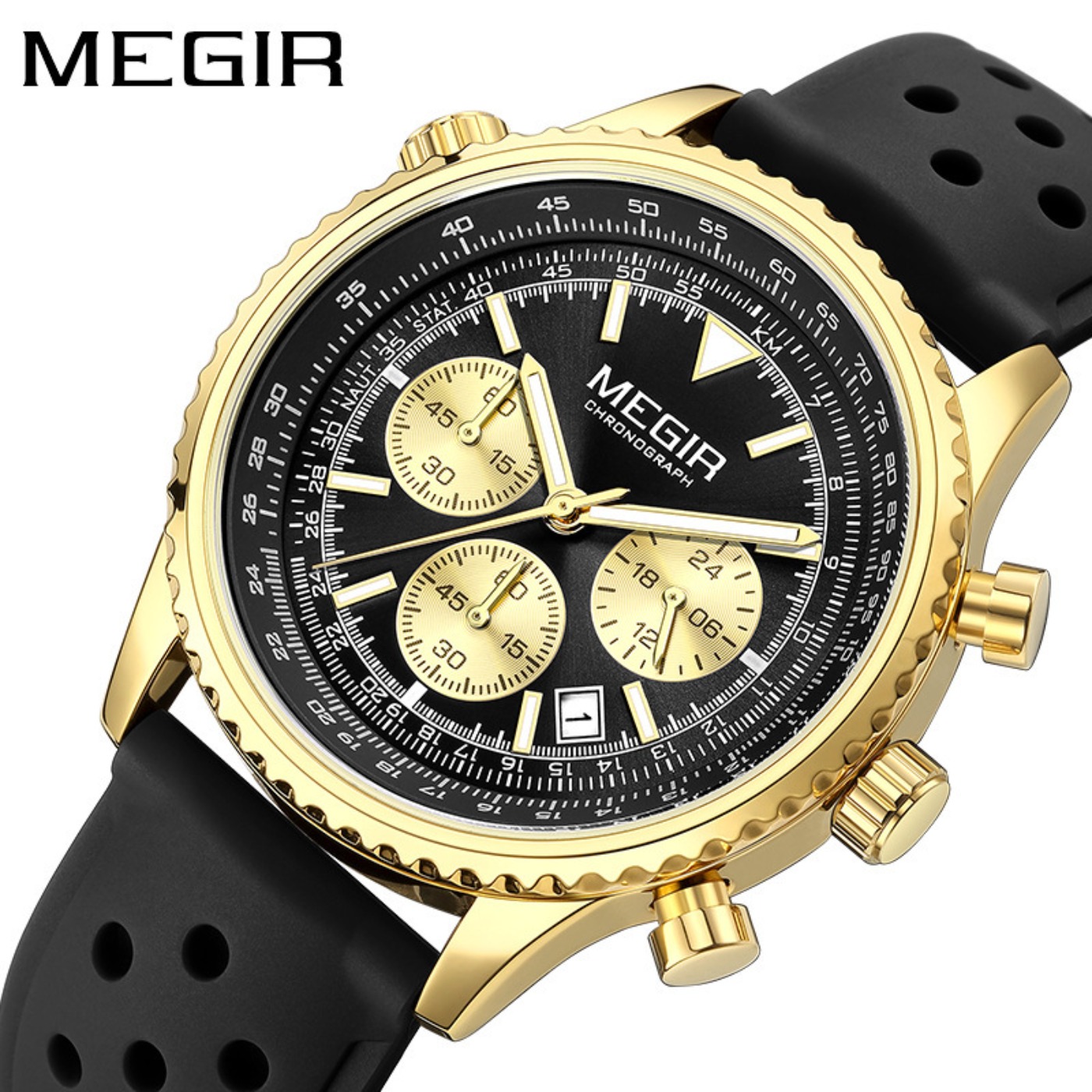 MEGIR Silver Black Quartz Watc - đánh giá và giá Leather Watch Strap
