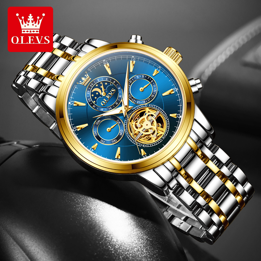 OLEVS 6746 Mens Watch LuxuryFl - đánh giá và giá Skeleton Mechanical Watch
