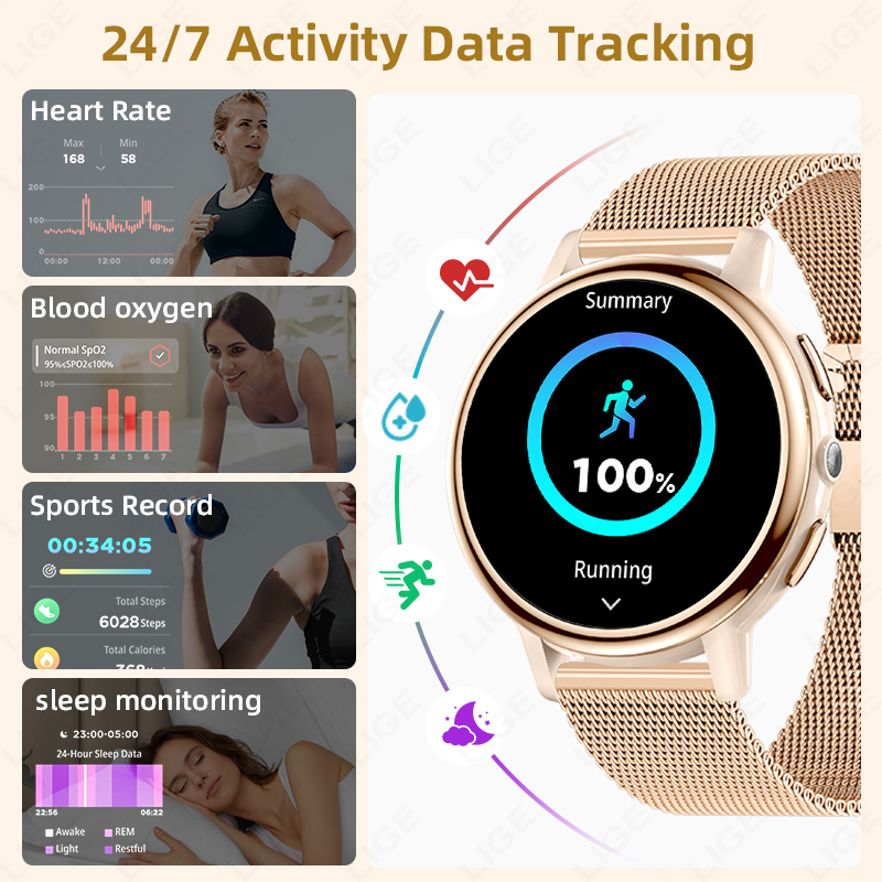 LIGE Women's Smart Watch Sleep - đánh giá và giá Smartwatch Angelo Watches