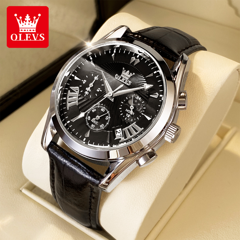 OLEVS casual fashion men's wat - đánh giá và giá Leather Watch Strap