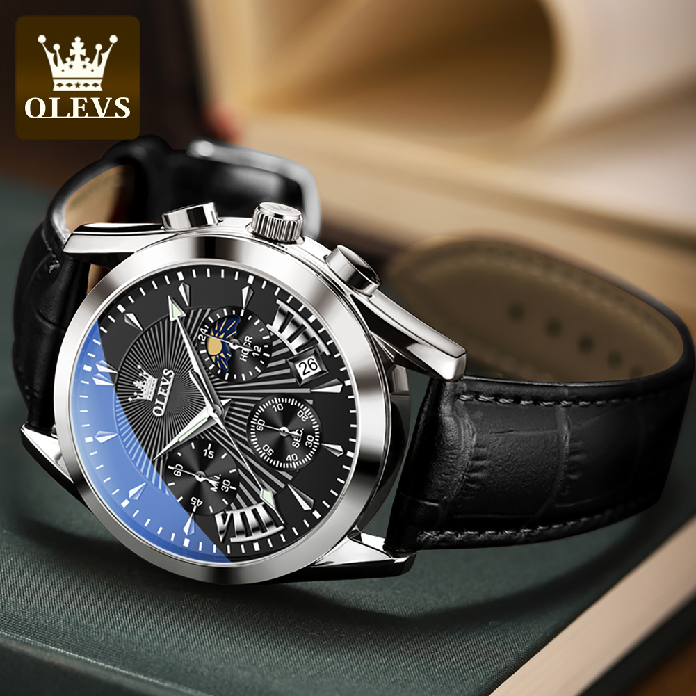 OLEVS casual fashion men's wat - đánh giá và giá Leather Watch Strap