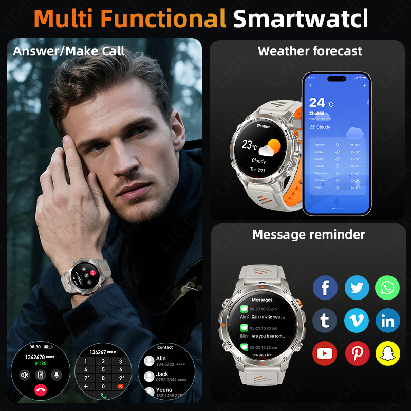LIGE Rugged GPS Track Smart Wa - đánh giá và giá Smartwatch I Watches