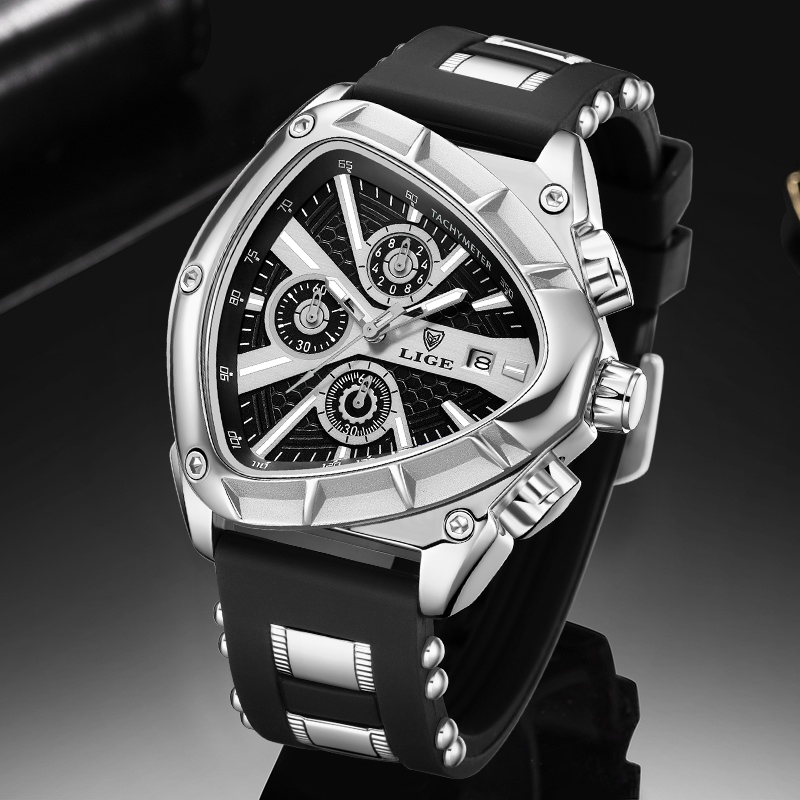 LIGE Fashion Men Watch Triangl - đánh giá và giá Smartwatch Army Watches For Men