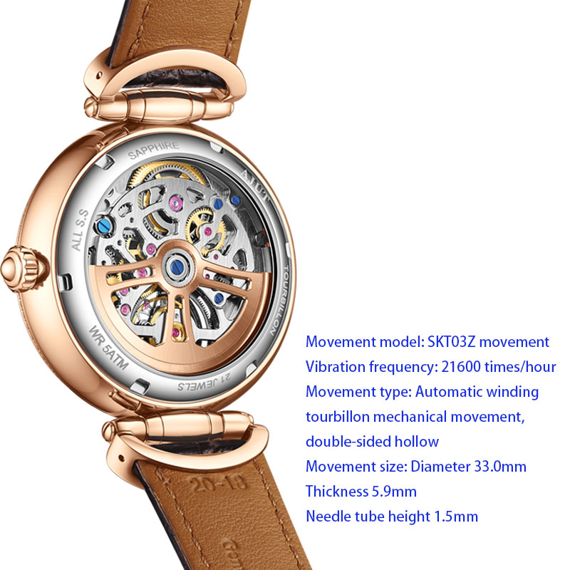AJUT 0397 Luxury Women's Wrist - đánh giá và giá Skeleton Mechanical Watch