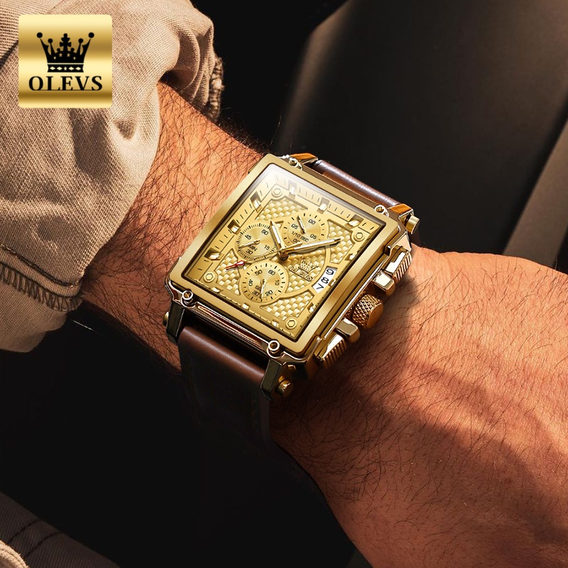 OLEVS brand mens watches water - đánh giá và giá Leather Watch Strap